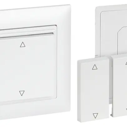 Trasmettitore murale RF Omnio 4 canali con simbolo frec.sopra/sotto bianco 