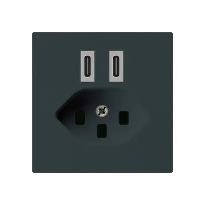 USB-Ladesteckdose Hager kallysto C-C 20W+T23 5V 60×60mm schwarz 