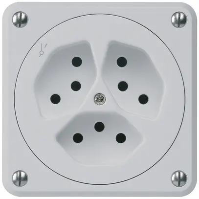 UP-Steckdose robusto 3×Typ 13/1 grau ohne Klappdeckel 
