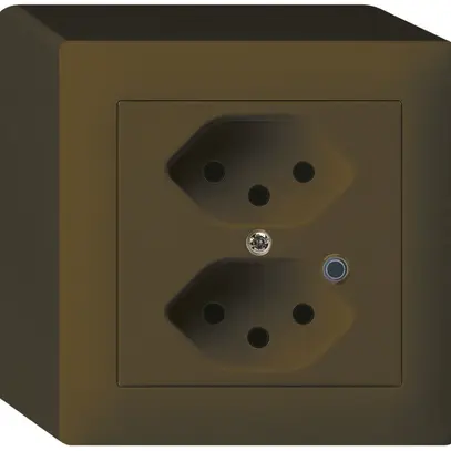 Prise AP Hager kallysto 2×T13 illuminé Q brun 