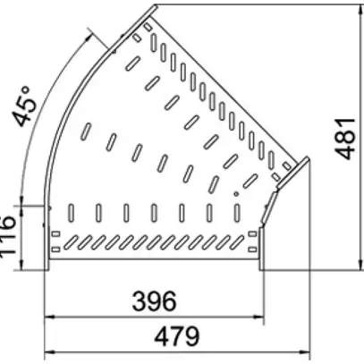 Coude BET RB 45° 85×400mm acier zingué en continu 