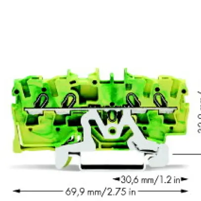 Morsetto di passaggio WAGO Top Jop-S 2.5mm² 4L verde/giallo ser.2002 