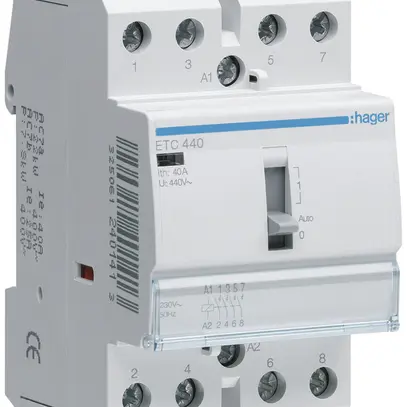 Contattore AMD Hager 230VAC 4 chiusura 0 apertura 40A funzione giorno/notte 3UM 