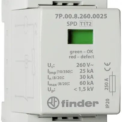 Parasurtension AMD Finder 7P.01, type 1+2, 3L/N 250A TN-S/ TT 