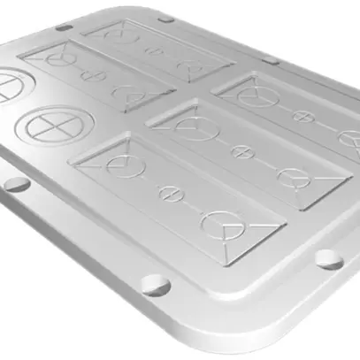 Placca passacavi Rittal AX, prestampaggio metrico, 301×221mm, mat.sintetico 
