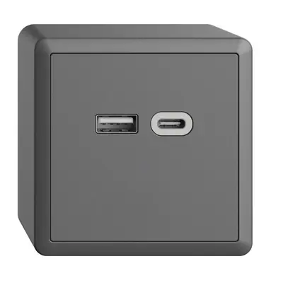 AP-Steckdose USB 18W Typ A + Typ C Feller EDIZIOdue FX54 230V 3600mA dunkelgrau 