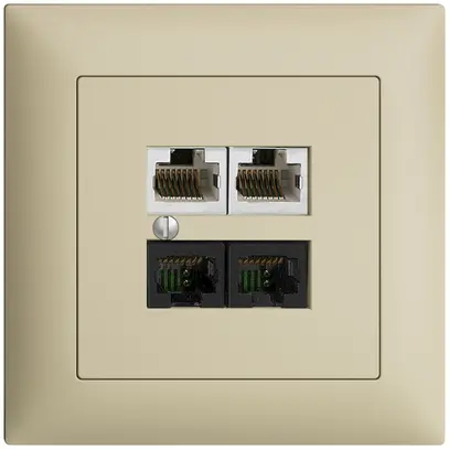 Scatola INC 4×RJ45 2×u/2×s EDIZIOdue vanille, R&M swissline NT 2ab 