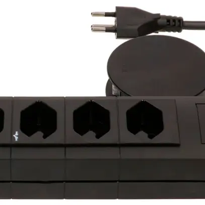Steckdosenleiste MH Prime-Line 4+2×T13 Td 3×1mm² 5m schwarz ext.Schalter Magnete 