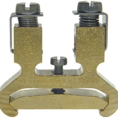Morsetto di terra componibile Woertz 6…16mm² raccordo a vite 2×1 guida DIN 35mm 