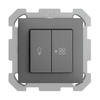 Interruttore INC per luce e ventilaz. EDIZIOdue grigio scuro, LED giallo 