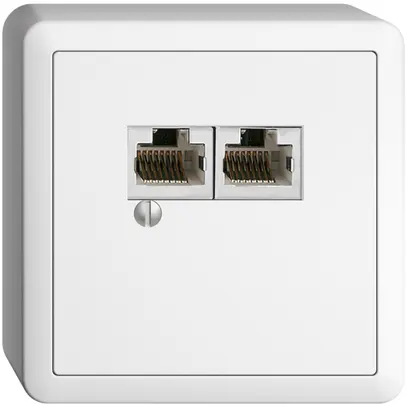 Scatola AP 2×RJ45/s 8P par. EDIZIOdue R&M swissline bianco 