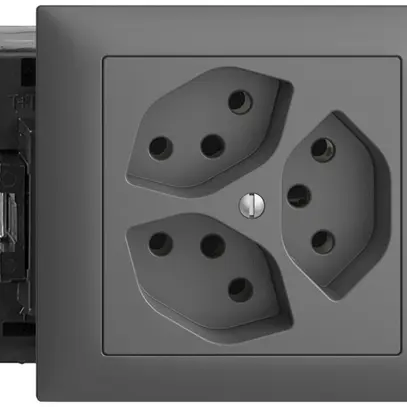 Prise INC EDIZIOdue 3×T13 gris foncé 49…69mm Snap 