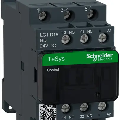 Contattore Schneider Electric LC1D18BD 24VDC 1Ch+1R 18A TeSys 