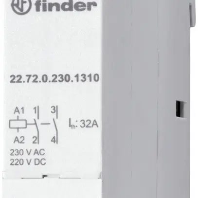 Contacteur AMD Finder 22.72, 1F+1O 32A/230VUC AgNi, indicateur, 1UM 
