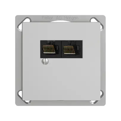 EB-Dose 2×RJ45/u 4P getr. EDIZIOdue hellgrau R&M swissline 