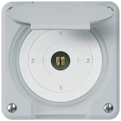 Interrupteur à clé carrée ENC robusto IP55 avec clapet S3/1P gris combi 