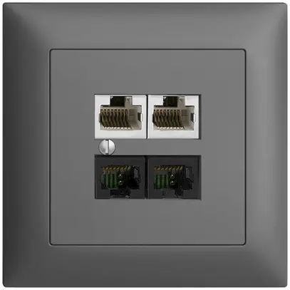 UP-Dose 4×RJ45 2×u/2×s EDIZIOdue dunkelgrau, R&M swissline NT 2ab 