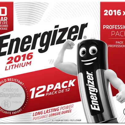 Knopfzelle Lithium Energizer CR2016, 3V, Box à 12 Stück 