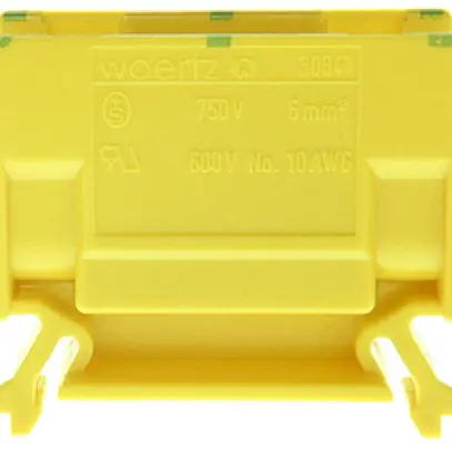 Morsetto di derivazione Woertz 2.5…6mm² 41A 750V vite 2×1 guida DIN 35mm ve/gi 