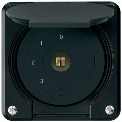 Interrupteur à clé carrée ENC robusto IP55 avec clapet S5/1P noir combi 