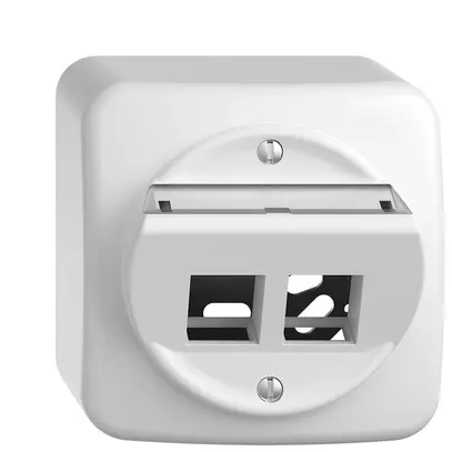 Kit montaggio AP Sdue, con cappa di uscita obliqua p.2×Keystone bianco 