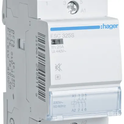 Contattore AMD Hager 230VAC 3 chiusura 0 apertura 25A senza ronzio 2UM 