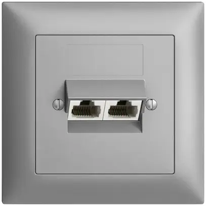 Prise ENC 2×RJ45/u 4P sép.EDIZIOdue silver ITplus 