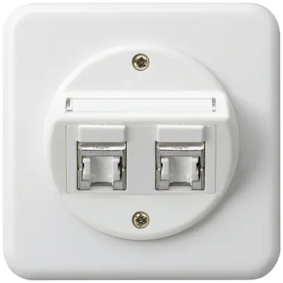 Inserto per presa INC basico C cat.6 2×RJ45/s uscita obliqua bianco 