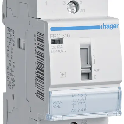 Contattore AMD Hager 230VAC 3 chiusura 0 apertura 16A 2UM 