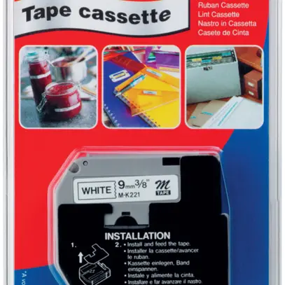 Cassette ruban MK 9mm×8m, blanc/noir 