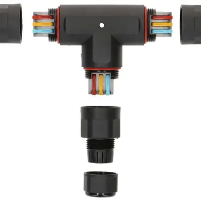 Raccordo di cavo MH devirata T 3×0.5…2.5mm² Ø6.5…11mm Ø30×88×142mm IP68 nero 