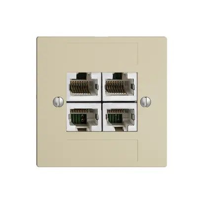 Prise ENC 4×RJ45/s 4P sép.EDIZIOdue vanille, ITplus 