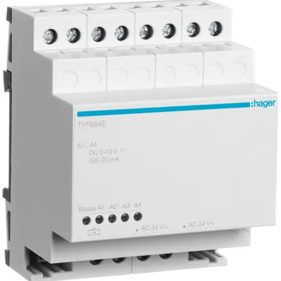 Modulo allargamento AMD Hager quadruplo per uscita analogica KNX 