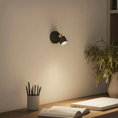 Spot Philips Niall GU10 1×5W Ø100×109×86mm noir/laiton 