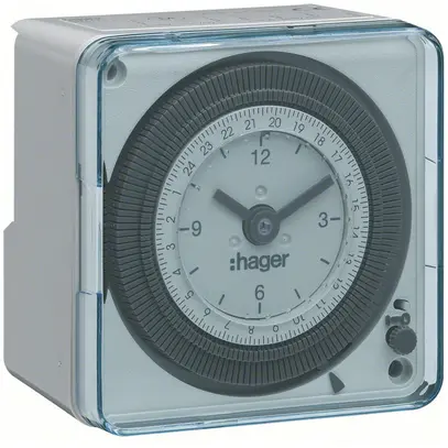 Interrupteur horaire AP Hager analogique journalier 1 canal 1 fermeur 16A 