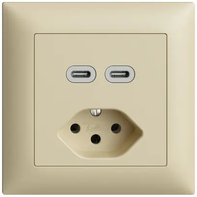 Prise ENC USB 2×type C + type 13 Feller EDIZIOdue FMI 230V 3000mA vanille 