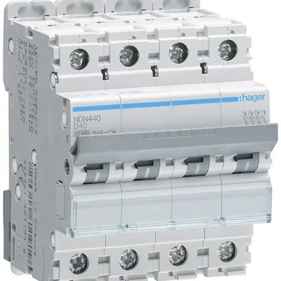 Leitungsschutzschalter Hager MCB 4P 415V Typ D 40A 10kA Icu 15kA 4TE 