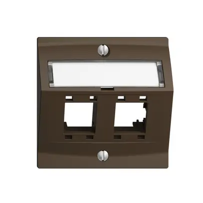 Kit montaggio EDIZIOdue, con cappa di uscita obliqua, per 2×RJ45, coffee 