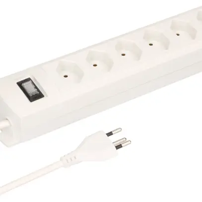 Steckdosenleiste MH 6×T13 Prime-Line Td 3×1mm² 5m weiss Schalter 