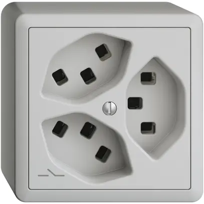 Prise AP 3×T23 Feller EDIZIOdue FX54, 1×séparé, bornes enfichables, gris clair 