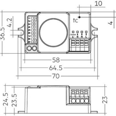 Détecteur de mouvement INC Tridonic smartSWITCH 36.5×23×70mm 