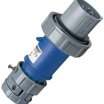 Stecker CEE-Powertop 16A 3P 6h 230V blau mit Verschraubung IP67 