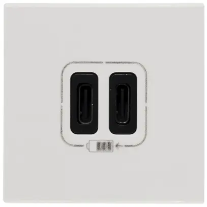Presa di carica USB INS MOS 2×tipo-C, 3A 5V=15W, 2 moduli, bianco 