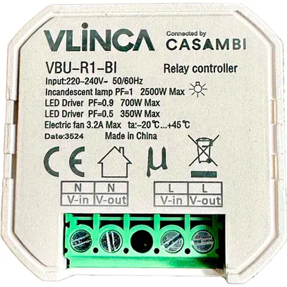 Attuatore-commutatore Elektrogros CASAMBI 1 uscita 220…240V 46×46×22mm 