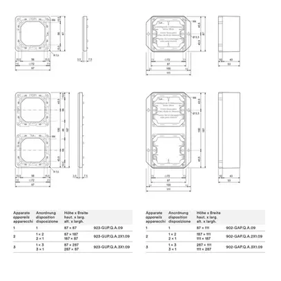 Telaio di montaggio ELEMENT SNAPFIX® 2×1 verticale 87×187mm all 