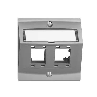 Kit montaggio EDIZIOdue, con cappa di uscita obliqua, per 2×RJ45, silver 