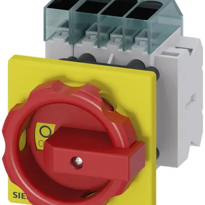Sezionatore di carico Siemens SENTRON 3LD3 frontale 32A 3LN+1Ch/1R 66×66mm ro/gi 