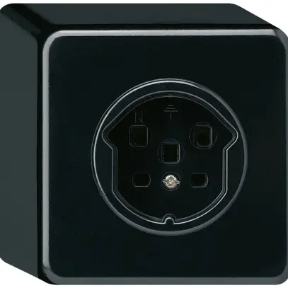 Prise AP basico T25 noir bornes à vis 