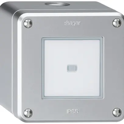 Contact à poussoir AP robusto IP55 2P aluminium lumineux 