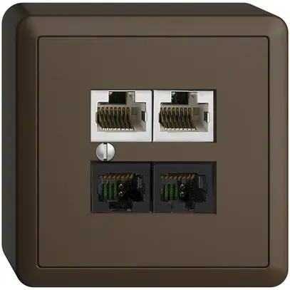 Scatola AP 4×RJ45 2×u/2×s EDIZIOdue coffee R&M swissline NT 2ab 